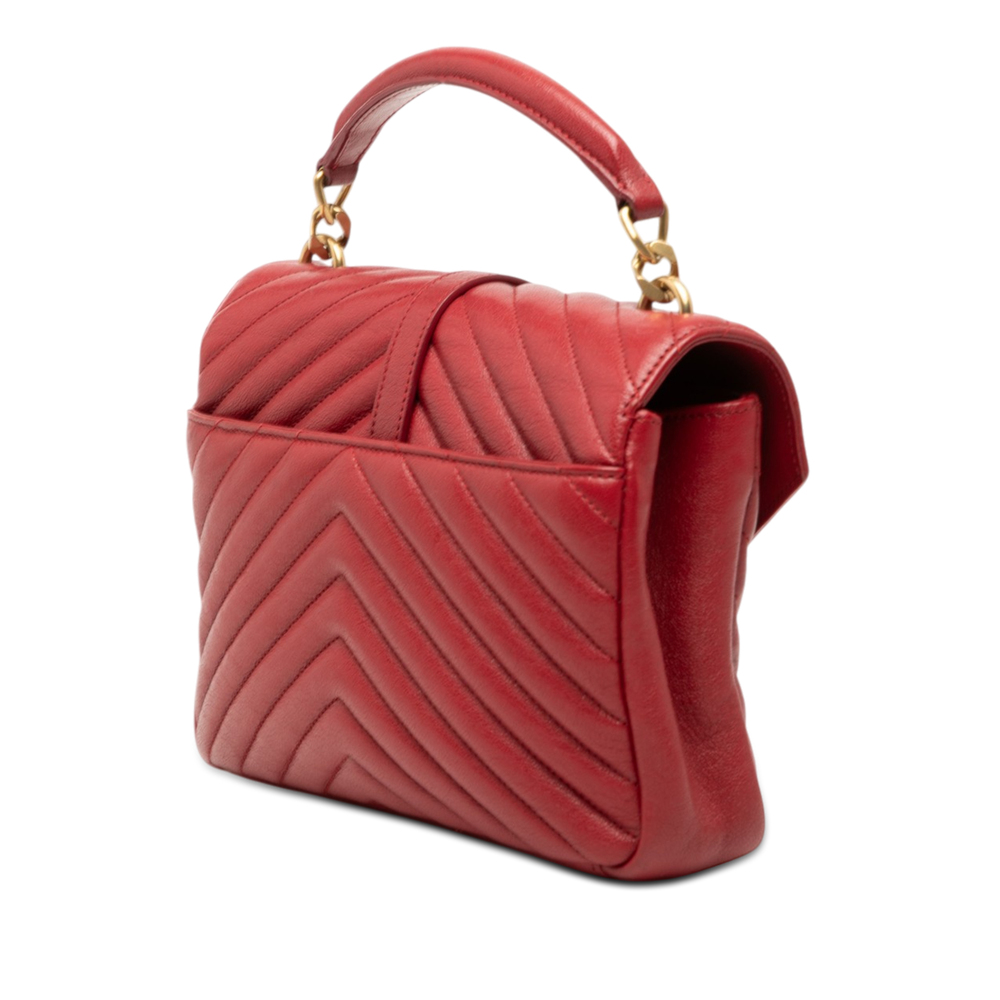 Pre-Loved Saint Laurent Medium Chevron Sheepskin Monogram College Satchel - Picture 2 of 7